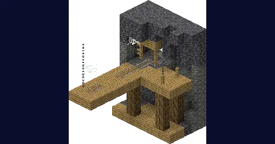 A cutaway view of an abandoned mineshaft with rails, supports and cave spider spawners