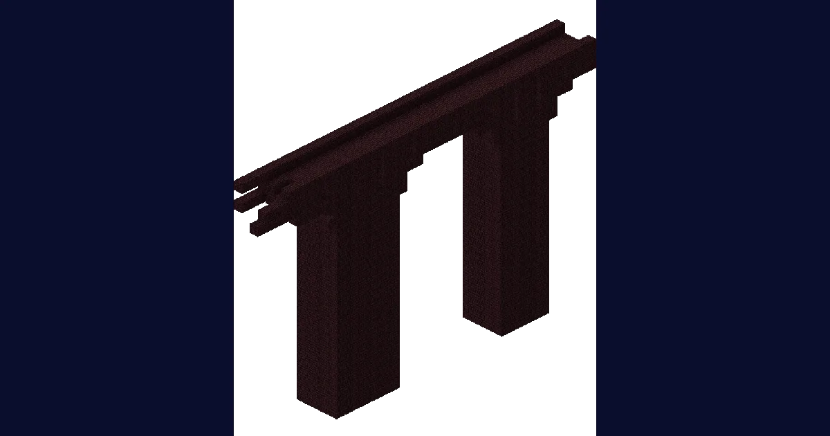 A cutaway view of a Nether Fortress showing its bridges, corridors and blaze spawner