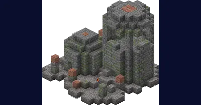 Underwater ocean ruins, stone brick walls half buried in sand