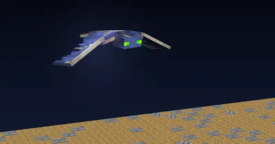 A phantom gliding through the night sky above a player figure