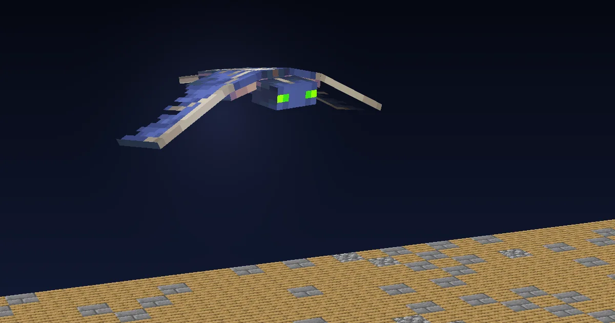 A phantom gliding through the night sky above a player figure