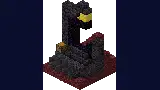 A ruined Nether portal on the Nether side, broken obsidian against netherrack