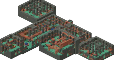 A cutaway view of a Trial Chamber, showing copper corridors, spawners and reward vaults
